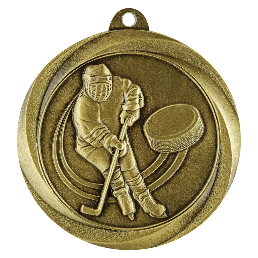 me922g-gold Gold econo ice hockey medal with metal construction
