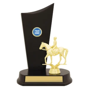 Gold equestrian timber crest with plastic / timber construction