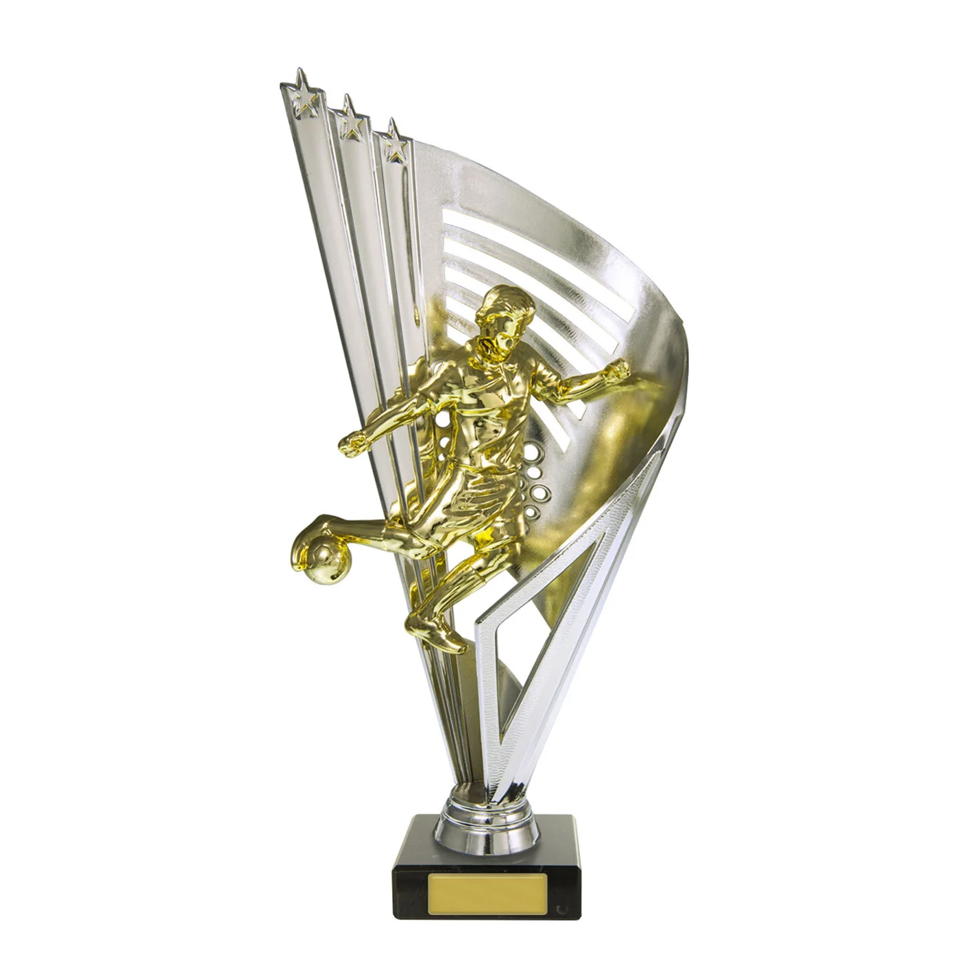 -silver Black / gold / silver figure on column male with plastic / marble construction