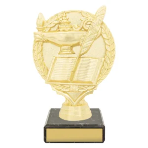 Gold figure trophy - academic theme with plastic / marble construction