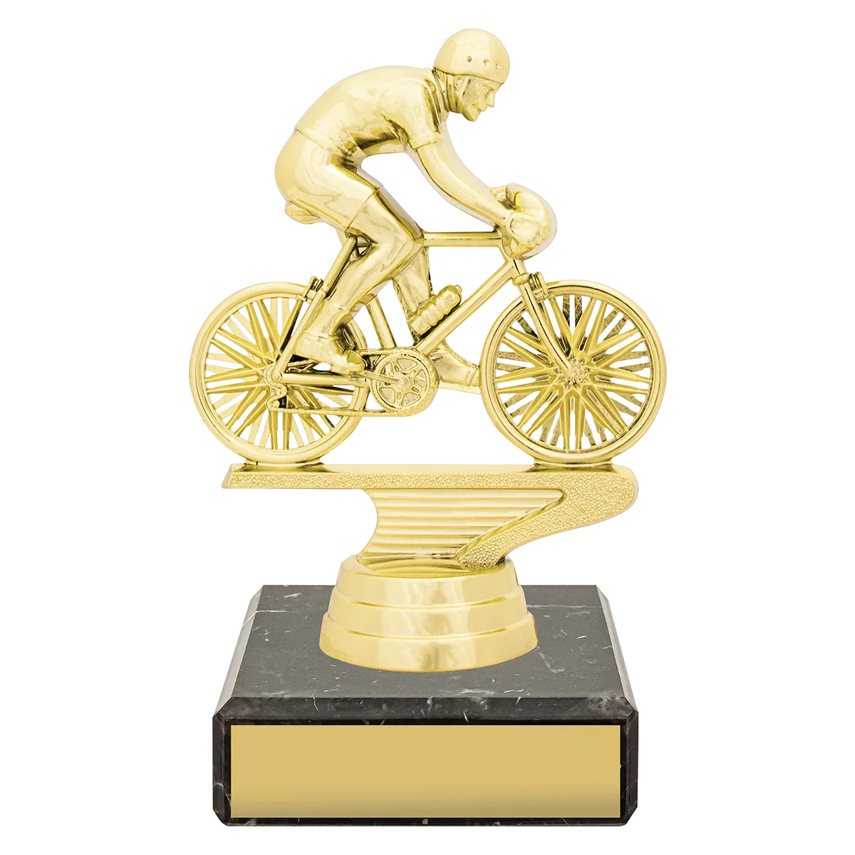yb8364-gold Gold figure trophy - cycling with plastic / marble construction