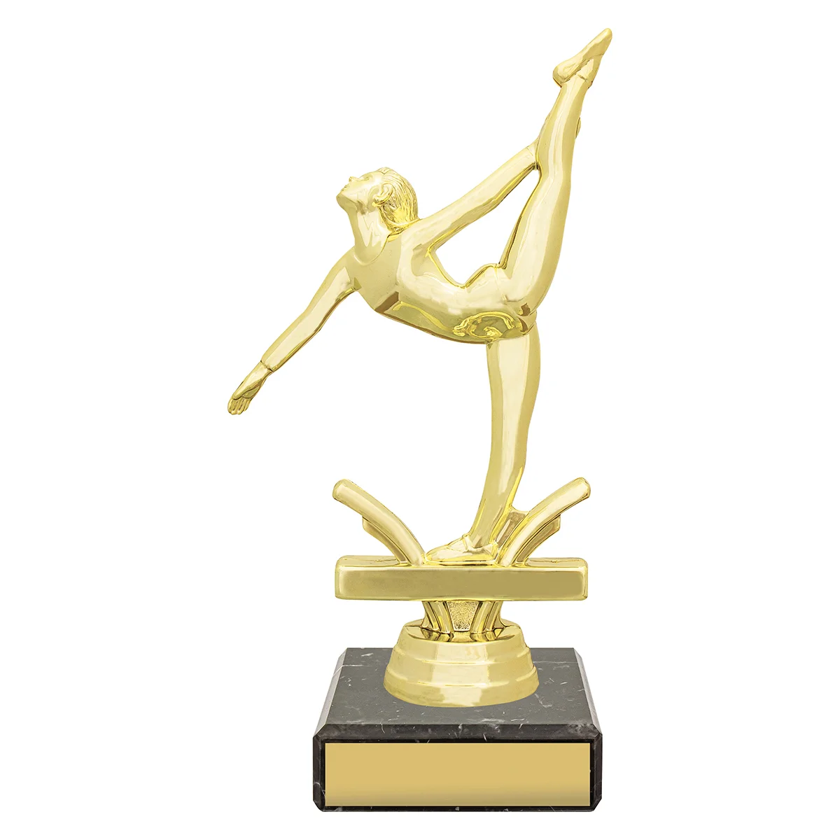 yb8627-gold Gold figure trophy - female gym with plastic / marble construction