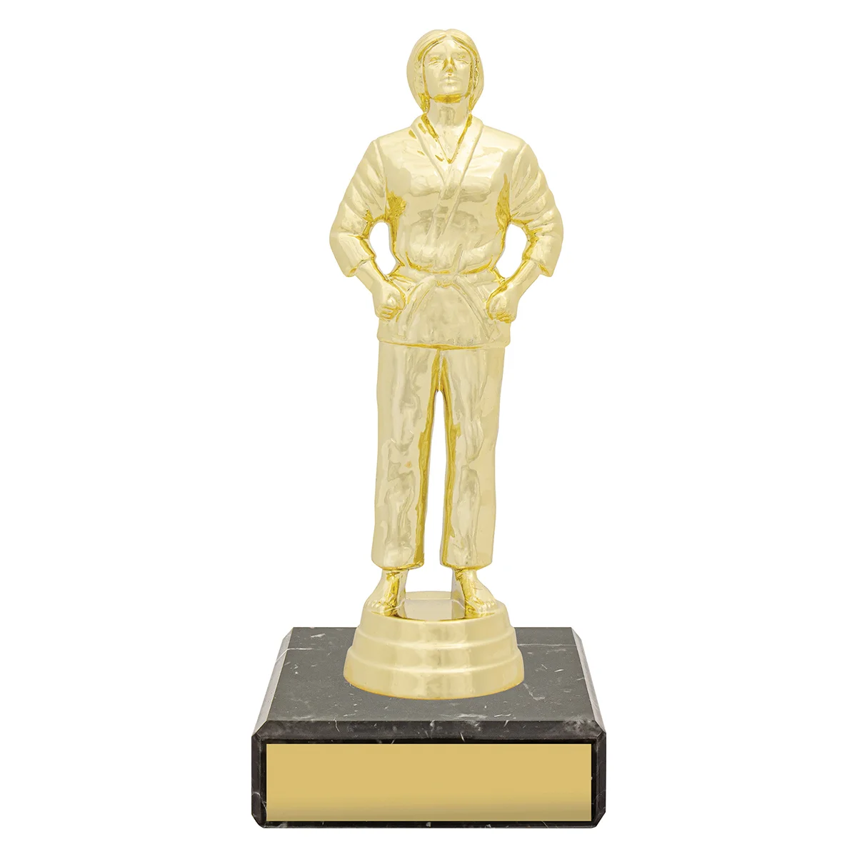 yb8347-gold Gold figure trophy - female judo with plastic / marble construction