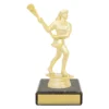 yb8265-gold Gold figure trophy - female lacrosse with plastic / marble construction