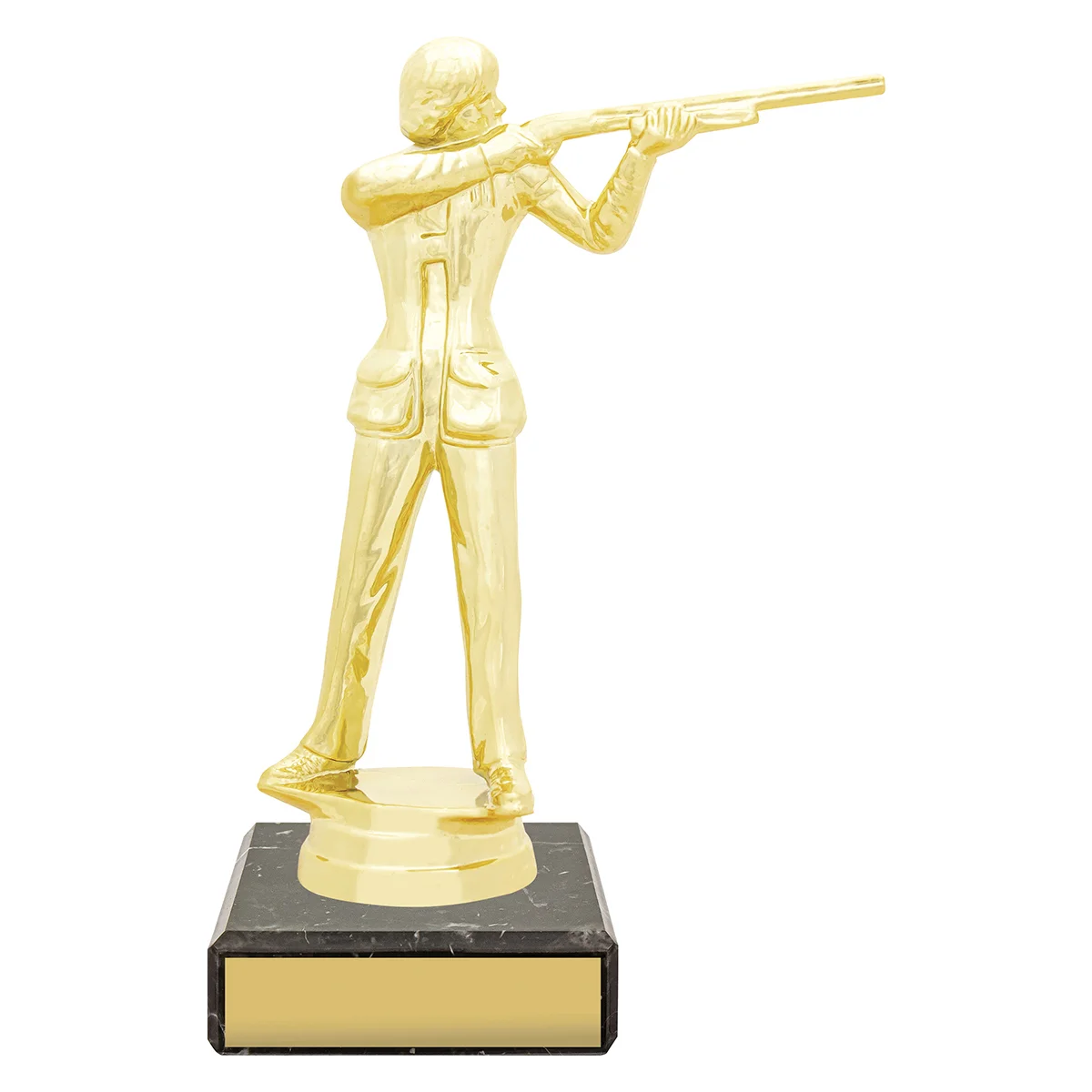 yb8335-gold Gold figure trophy - female trap with plastic / marble construction