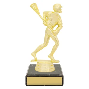 Gold figure trophy - lacrosse with plastic / marble construction