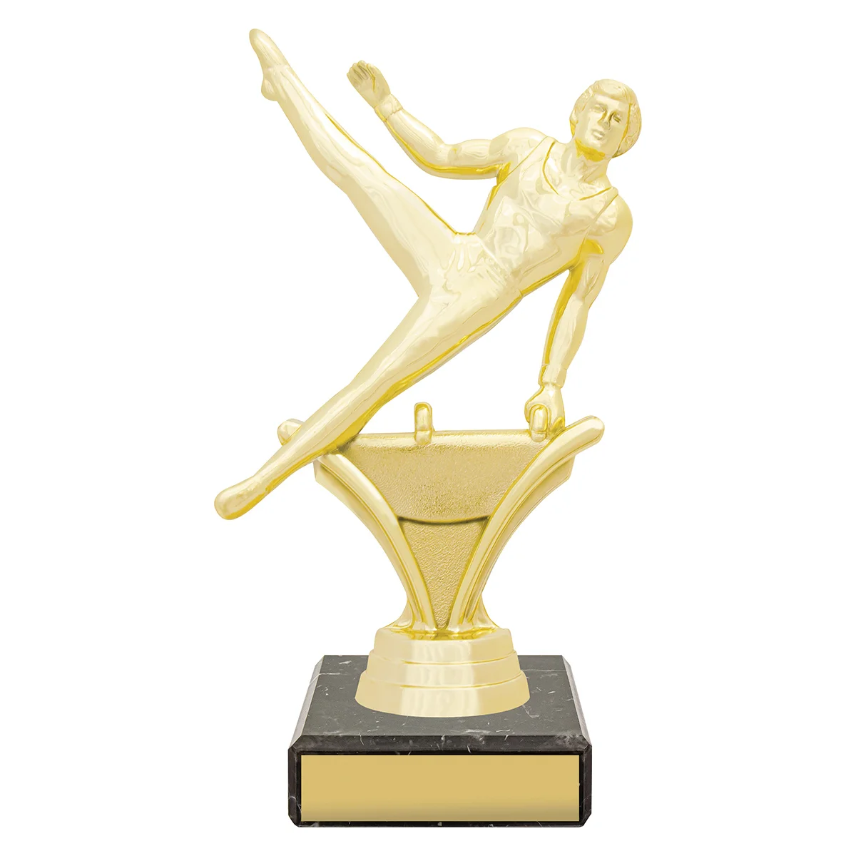 yb8626-gold Gold figure trophy - male gym with plastic / marble construction