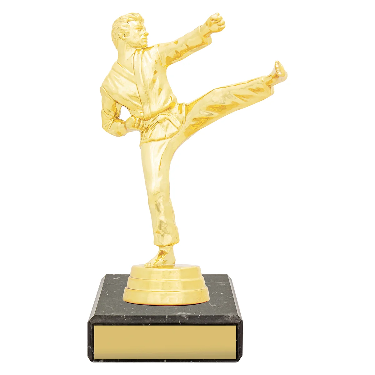 yb8344-gold Gold figure trophy - male karate with plastic / marble construction
