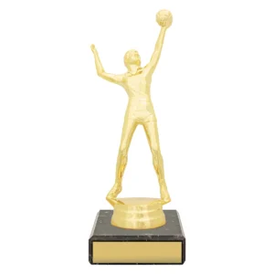 Gold figure trophy - male volleyball with plastic / marble construction