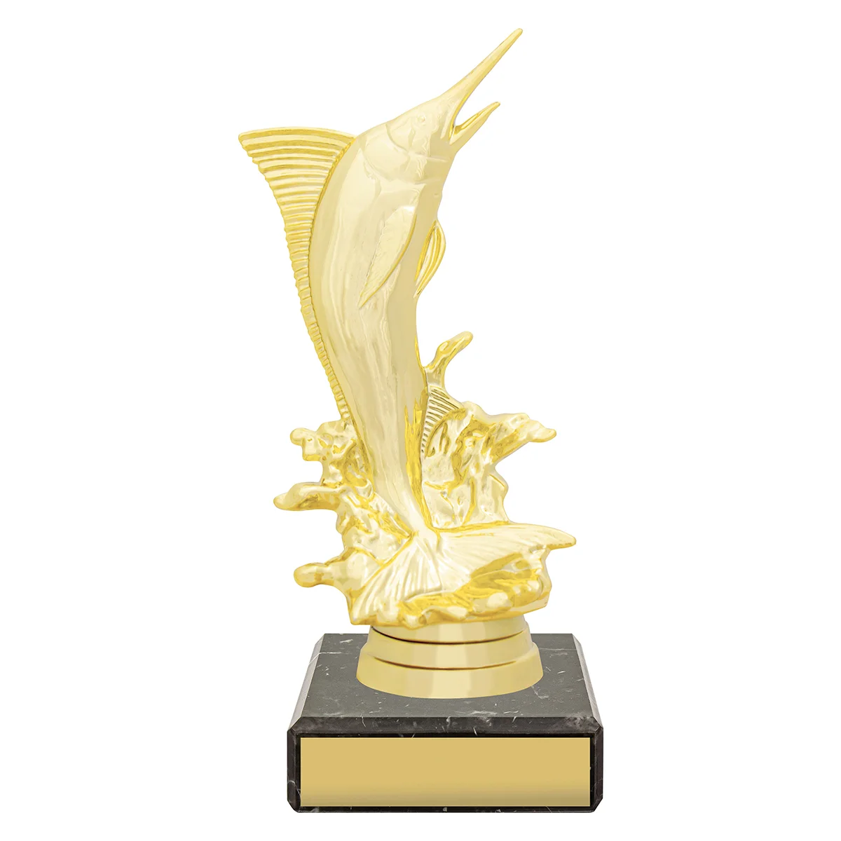 yb8133-gold Gold figure trophy - marlin with plastic / marble construction