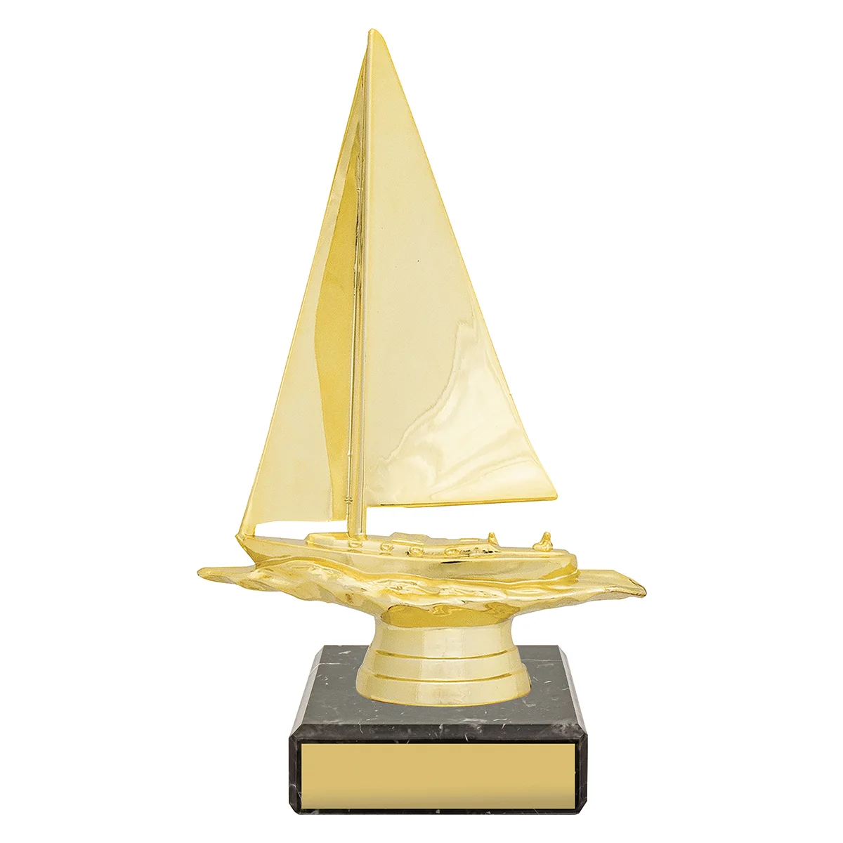 yb8661-gold Gold figure trophy - sailing with plastic / marble construction