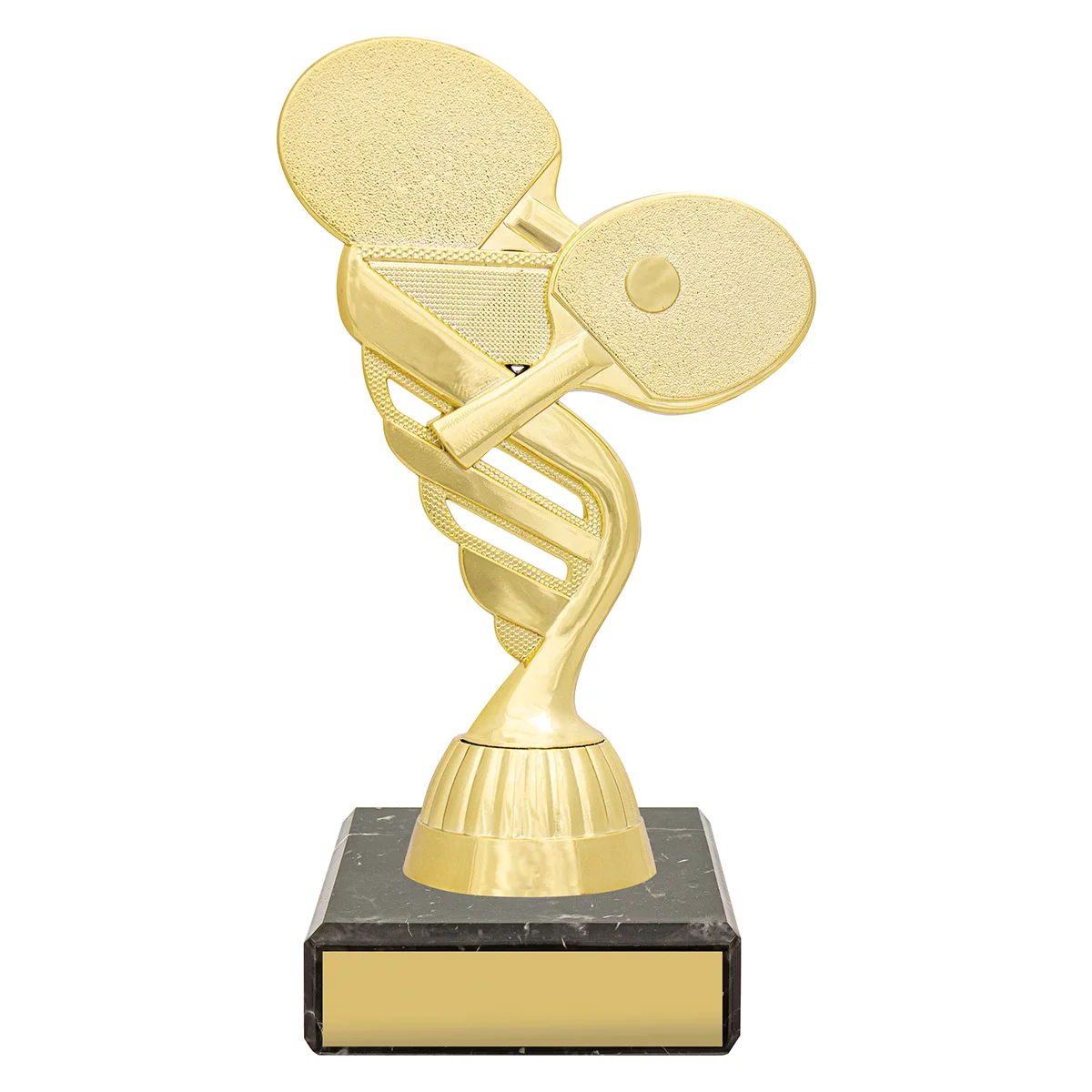 yb166-gold Gold figure trophy - table tennis with plastic / marble construction
