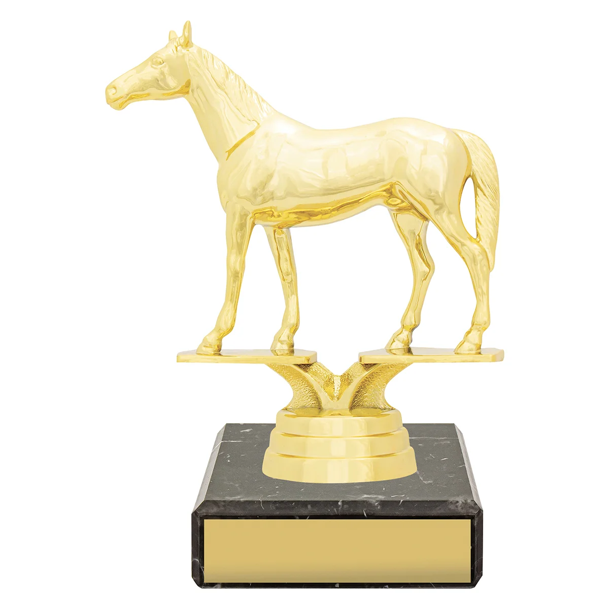yb8139-gold Gold figure trophy - thoroughbred with plastic / marble construction