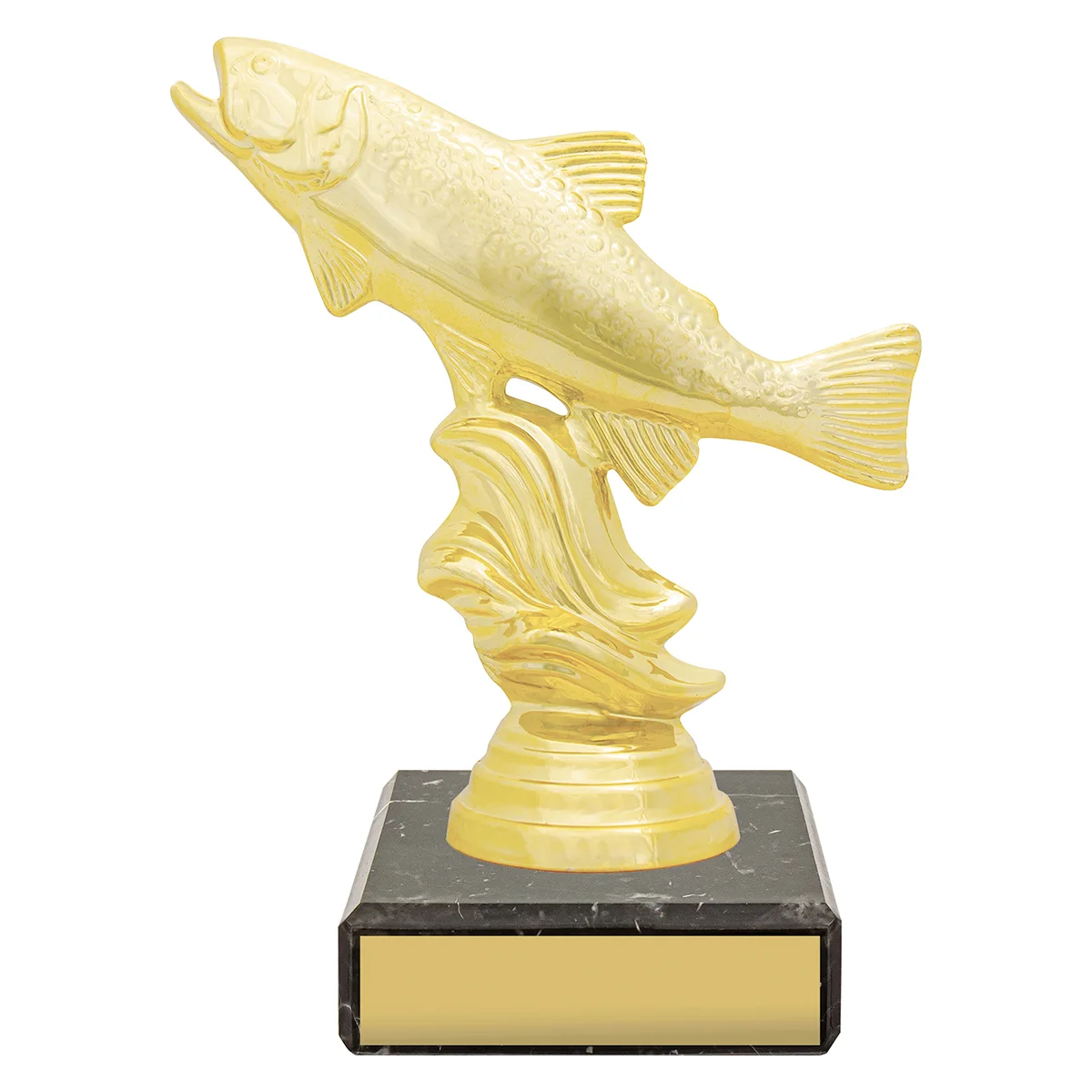 yb8103-gold Gold figure trophy - trout with plastic / marble construction