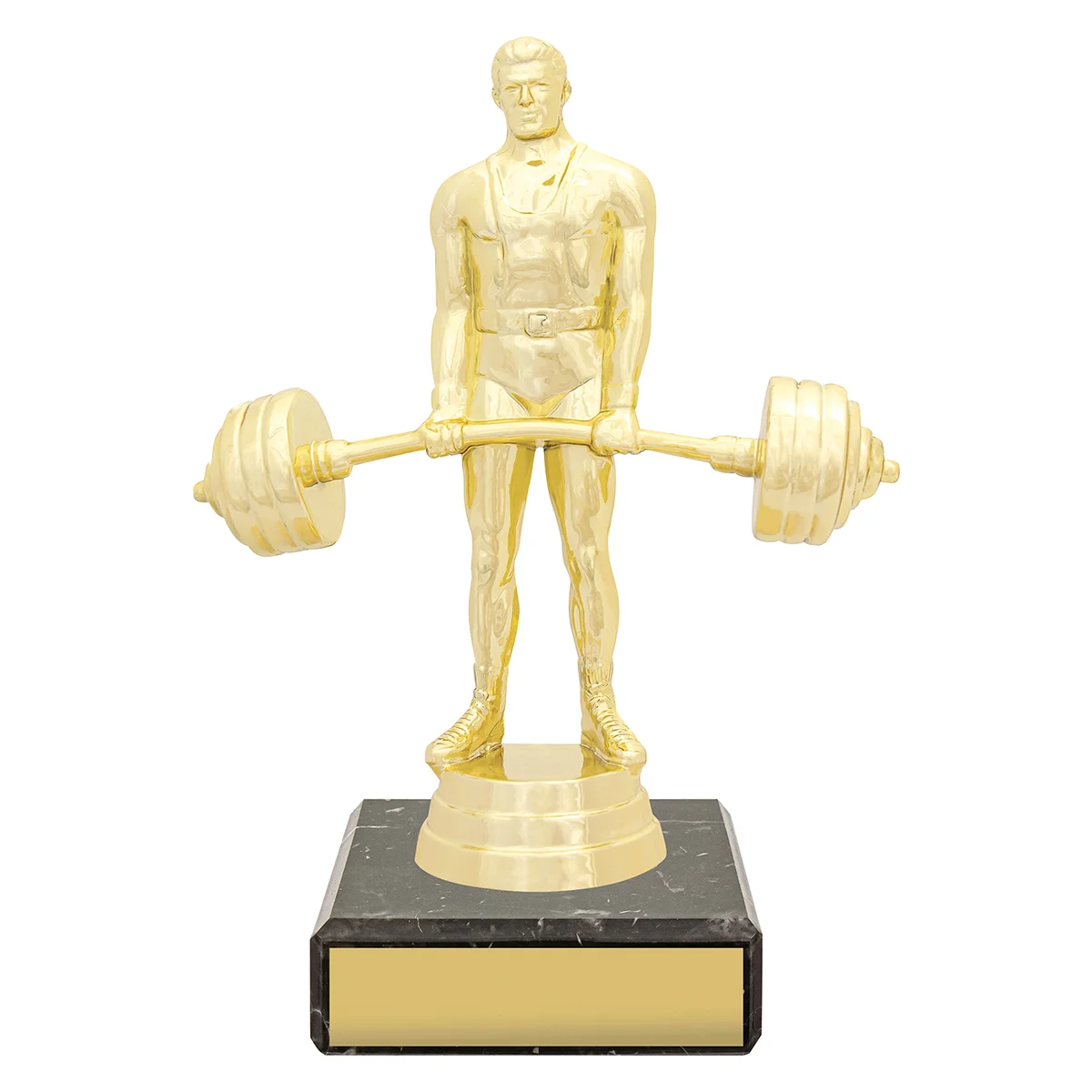 Gold figure trophy - weightlifting with plastic / marble construction