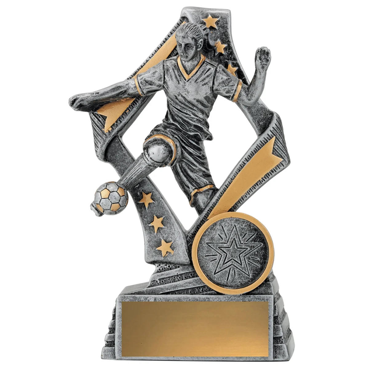 29781a-silver Silver flag player - female with resin construction