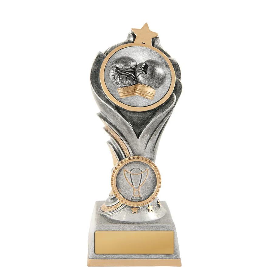 -gold Silver / gold flame tower-boxing with resin construction