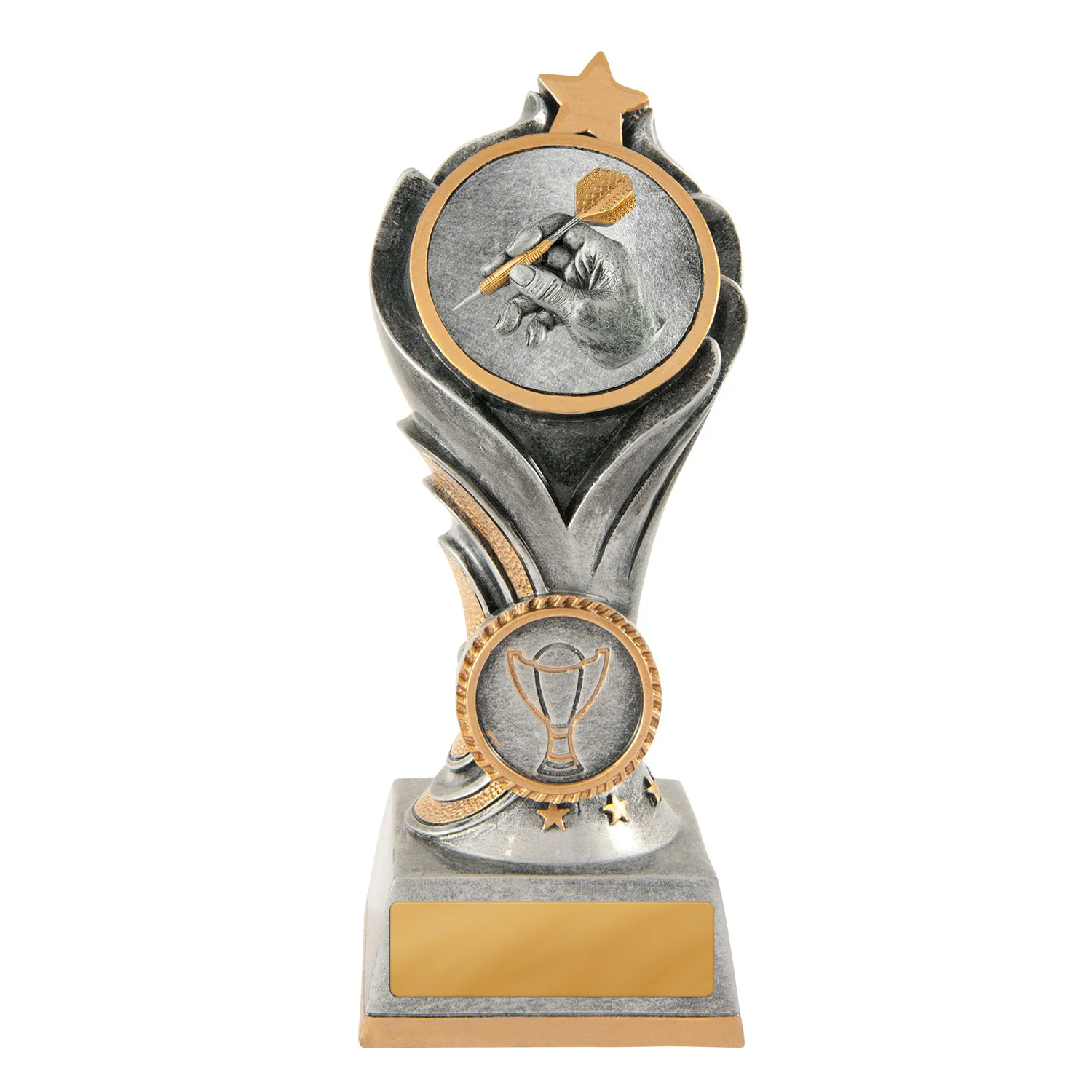 -gold Silver / gold flame tower-darts with resin construction