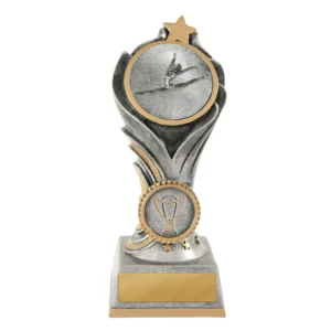 Silver / gold flame tower-gymnastics with resin construction