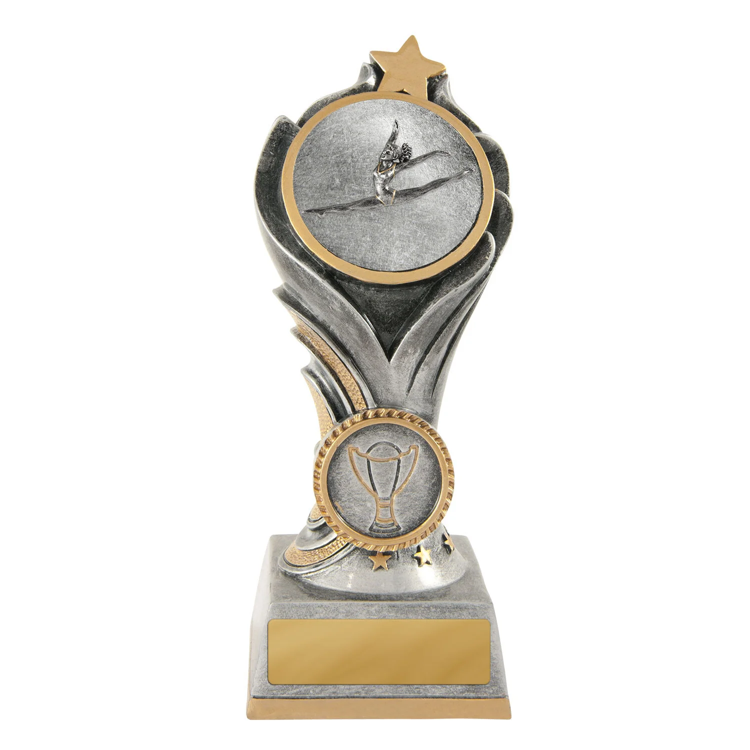 -gold Silver / gold flame tower-gymnastics with resin construction