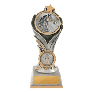 Silver / gold flame tower-horse with resin construction