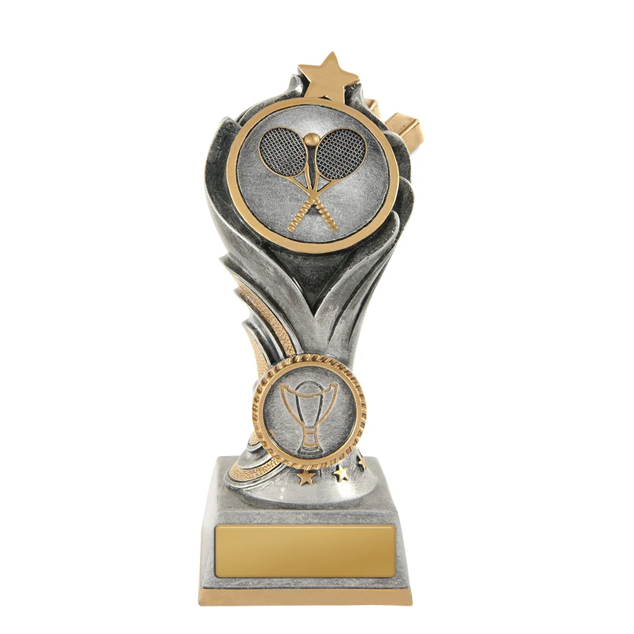 -gold Silver / gold flame tower-tennis with resin construction