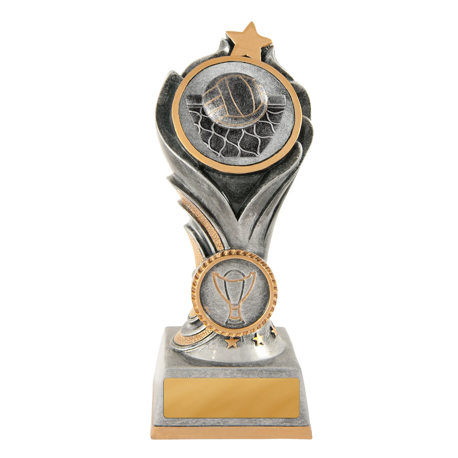 -gold Silver / gold flame tower-volleyball with resin construction
