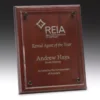 pgl6-walnut-grey-bg Walnut floating glass plaque with glass / timber construction