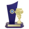 f566a-blue Blue football blue crest with plastic / timber construction