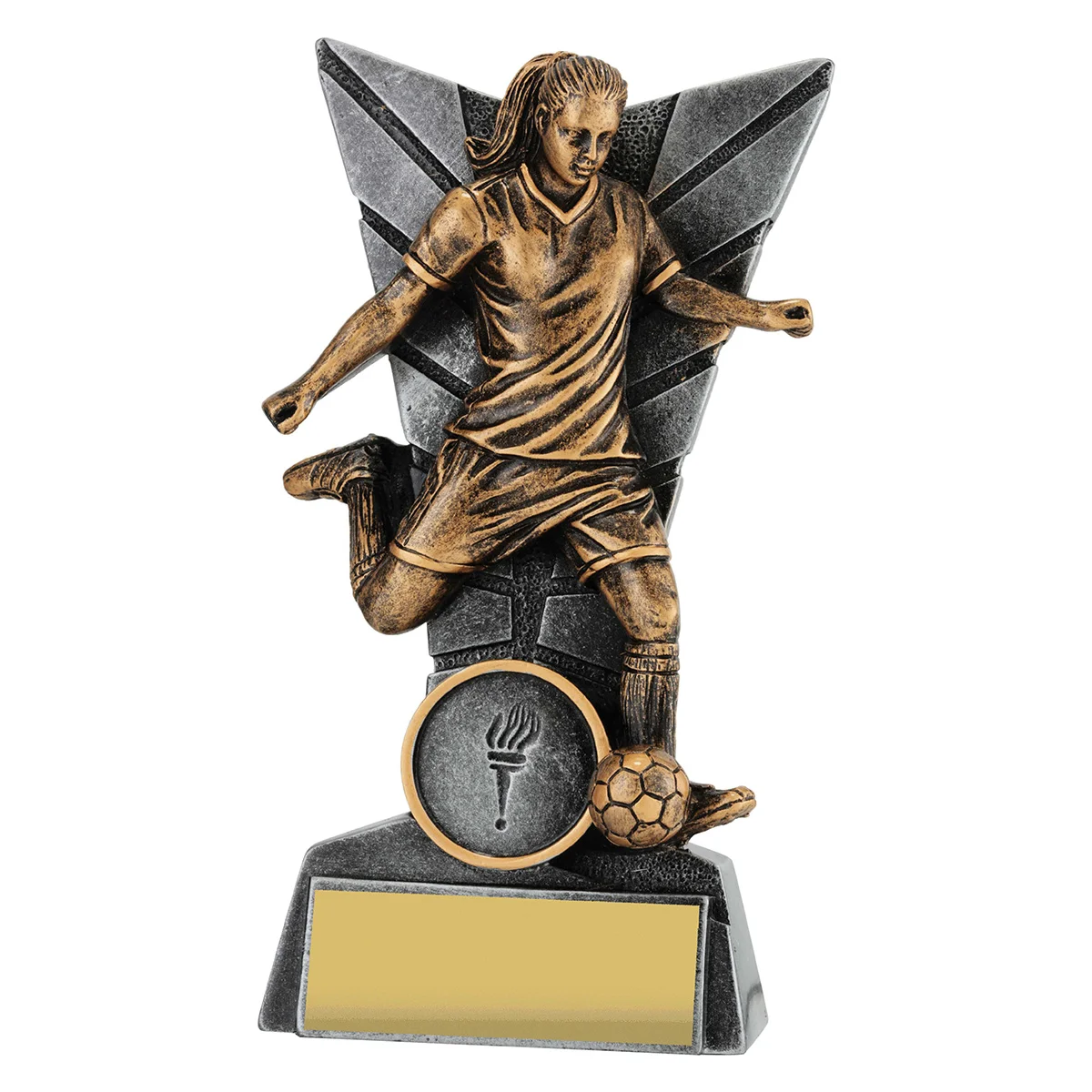 31281a-gold Gold football female delta with resin construction