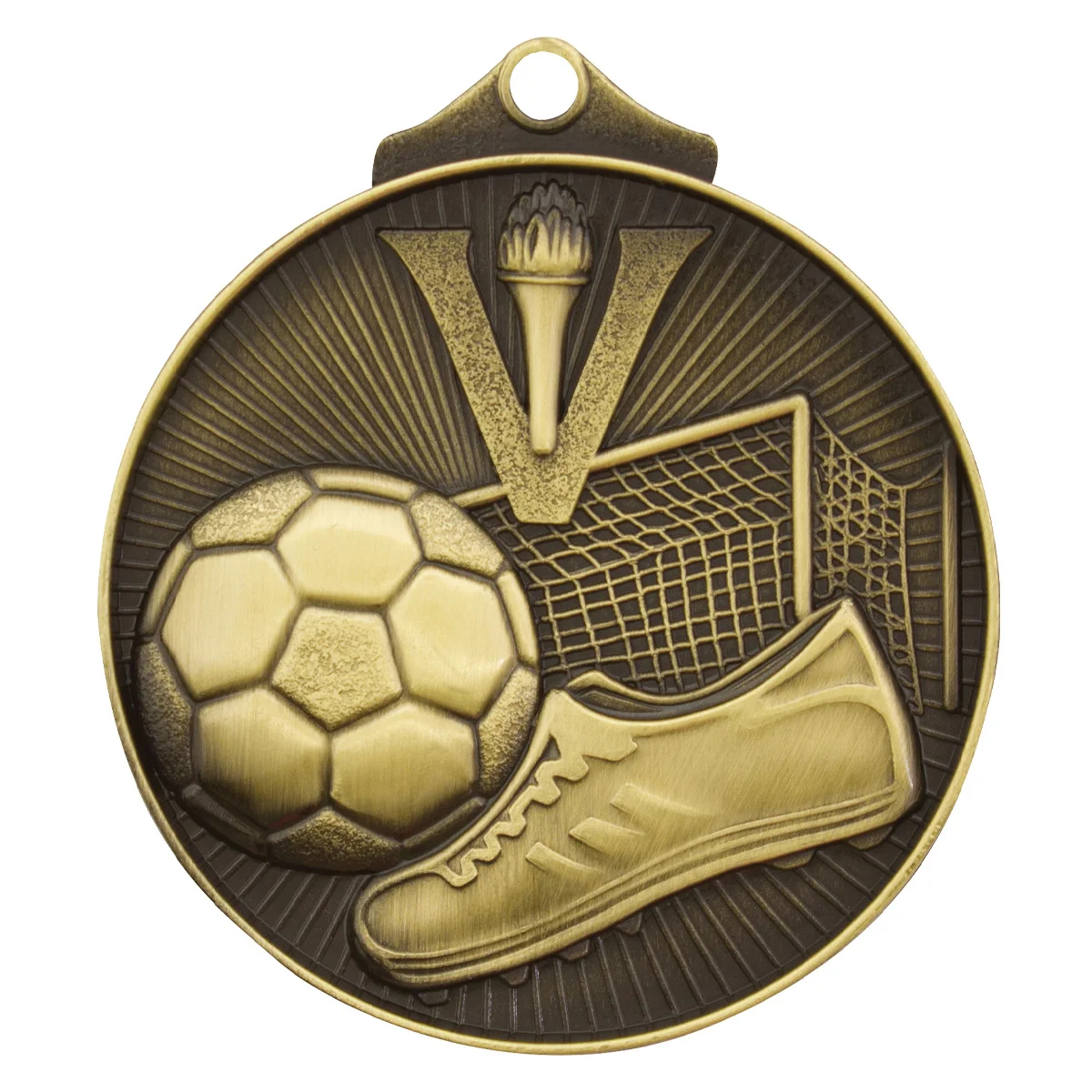 md904g-gold Gold football medal with metal construction