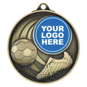 Gold football medal - insert with metal construction