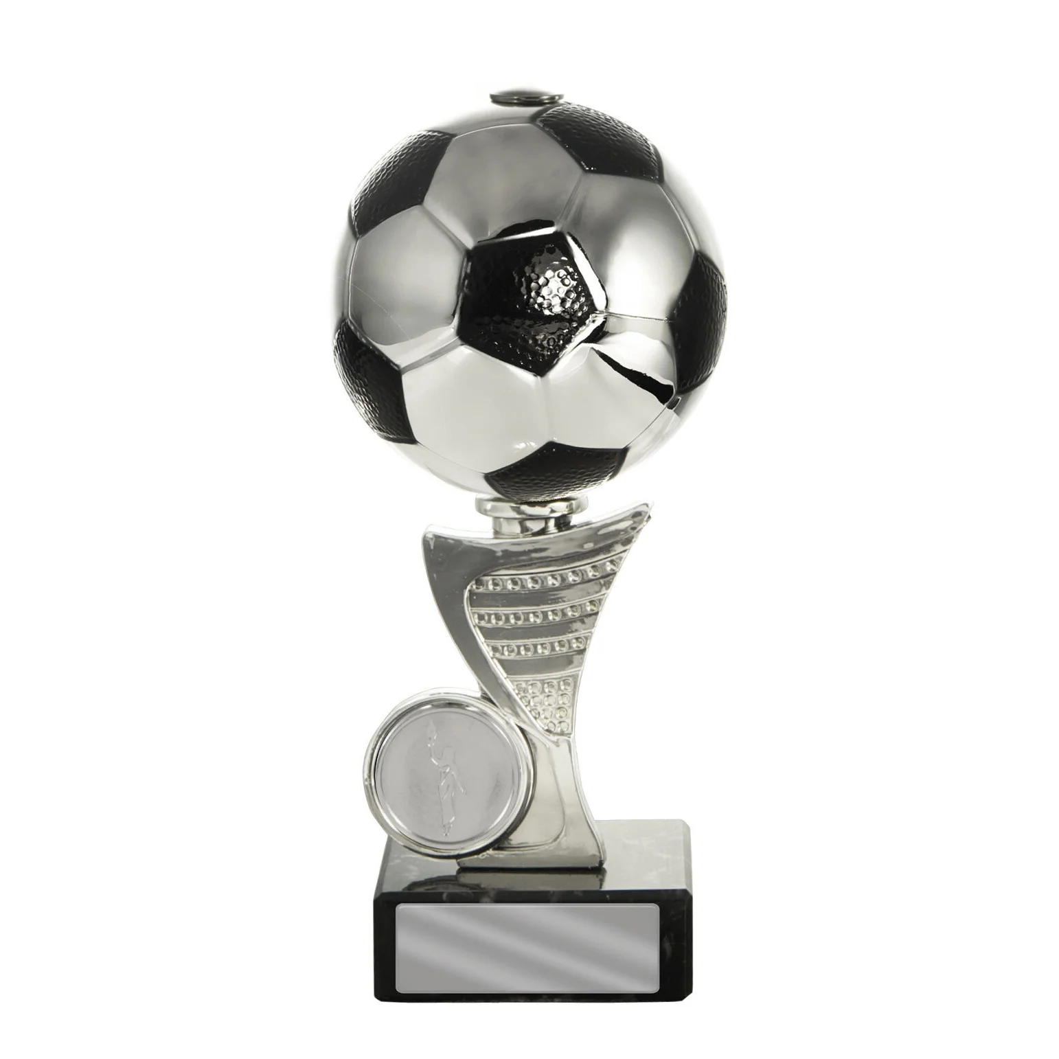-silver Black / silver football stand with plastic / marble construction