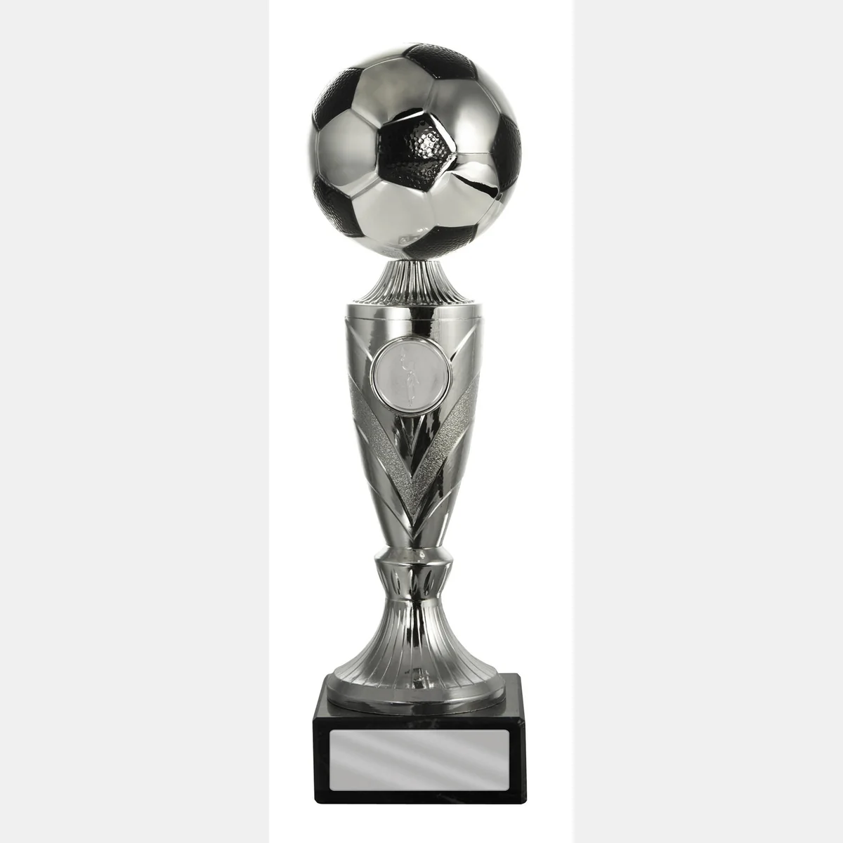 -silver Black / silver football stand with plastic / marble construction