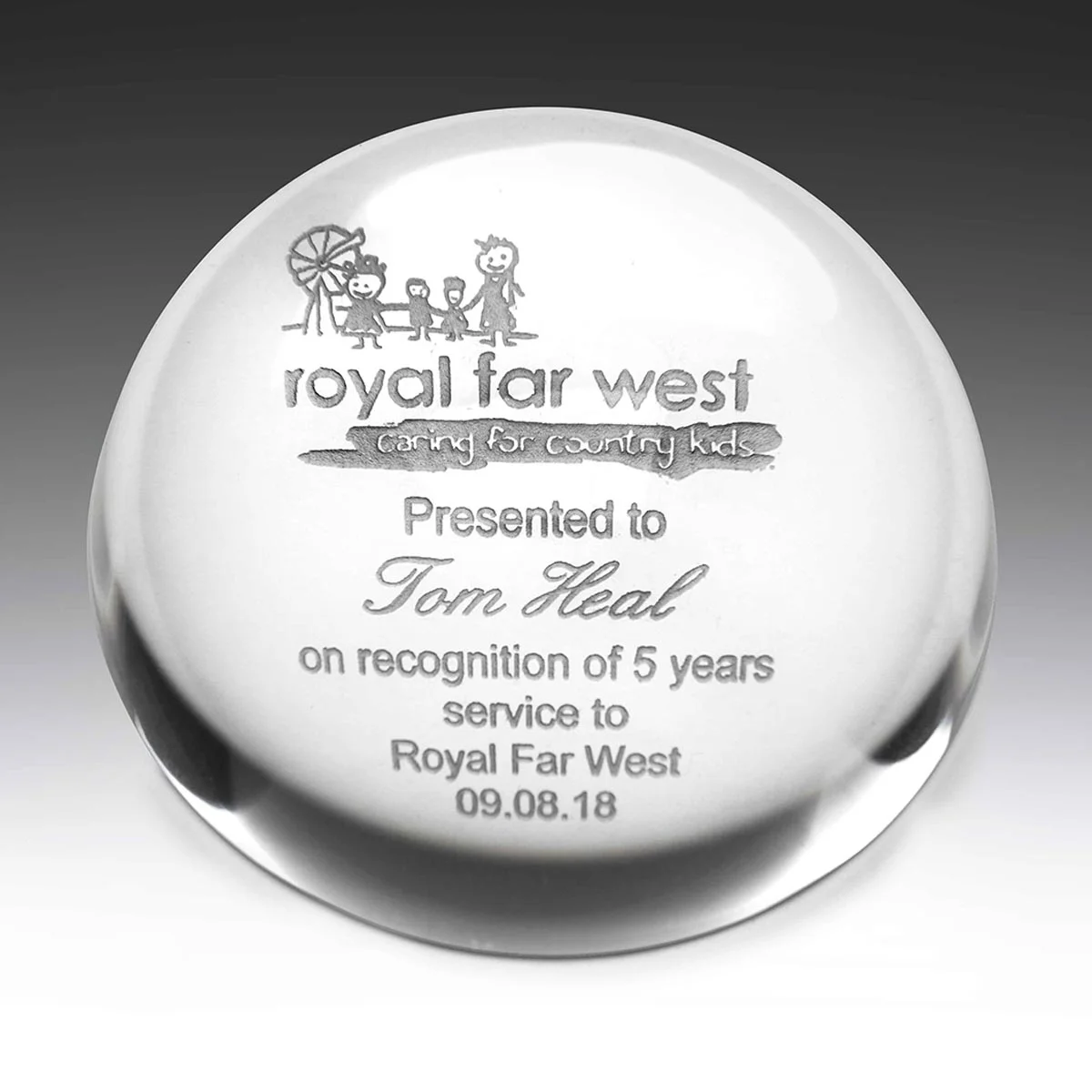 cp1-grey-bg Forever crystal paperweight with crystal construction