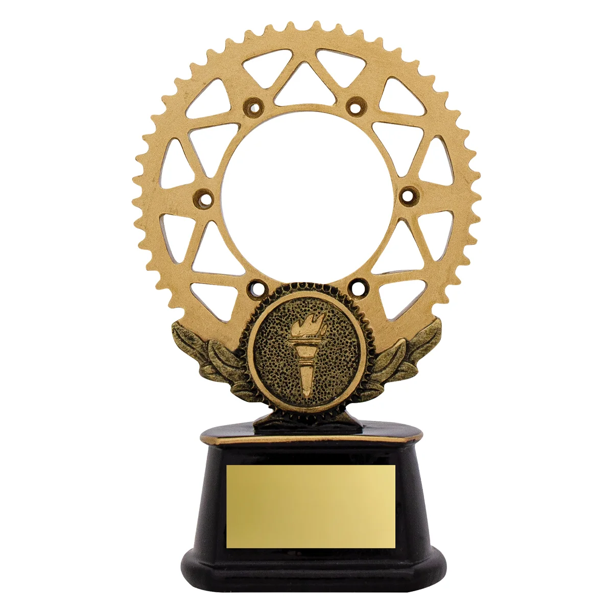 a939a-gold Gold gear trophies with resin construction