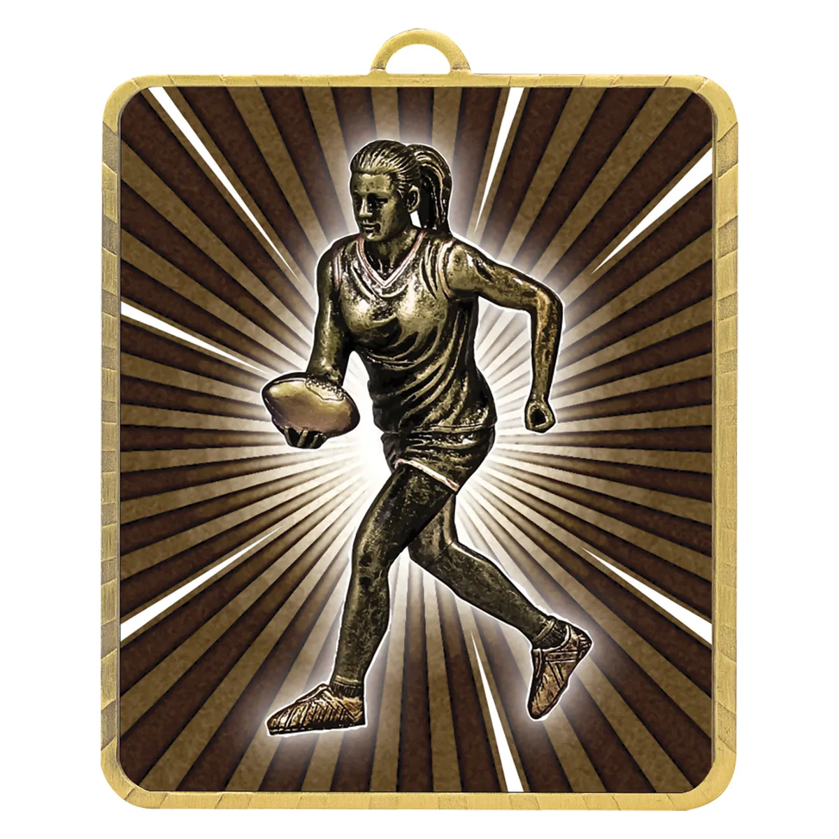 lm087g-gold Gold gold lynx medal - aussie rules female with metal construction