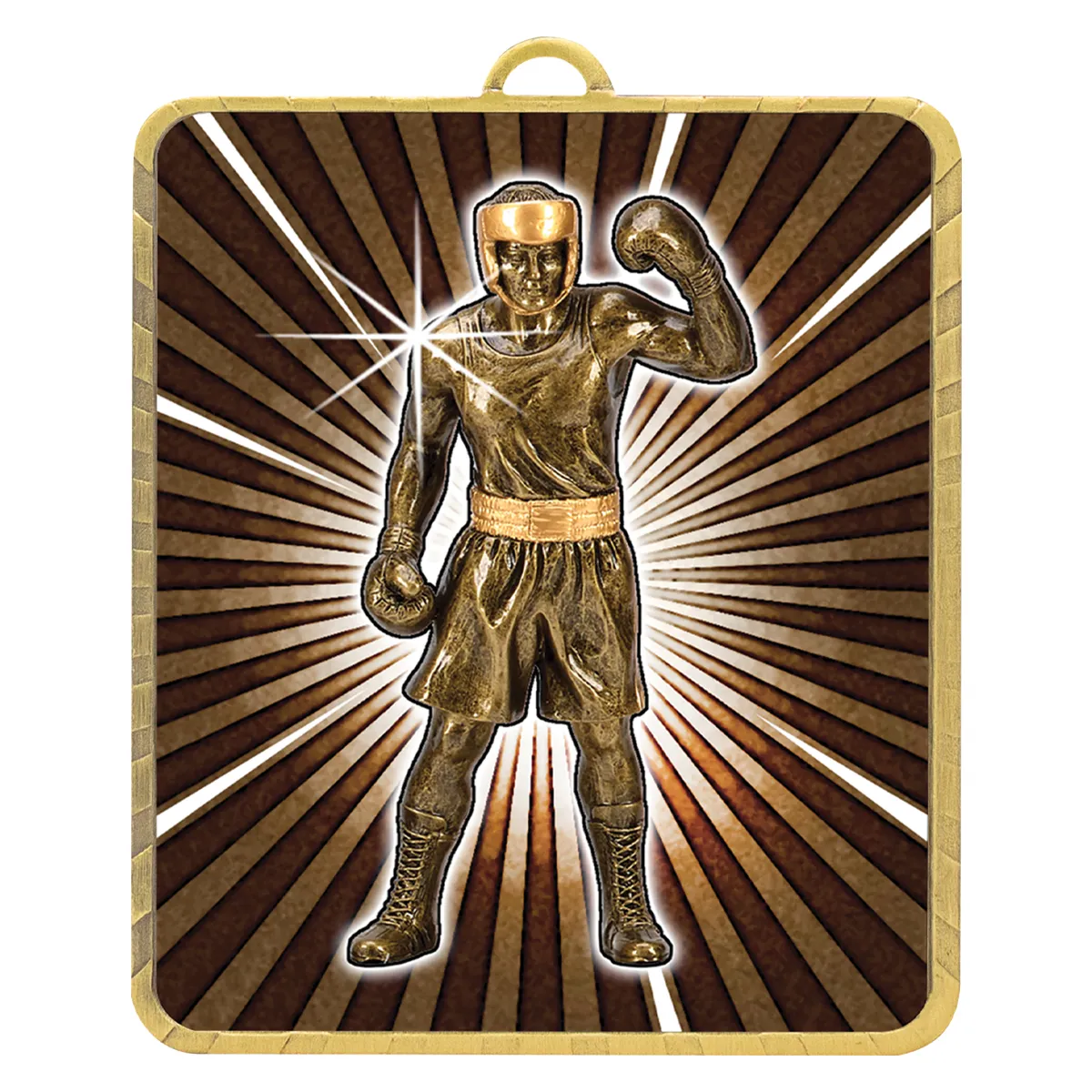 lm032g-gold Gold gold lynx medal - boxing with metal construction
