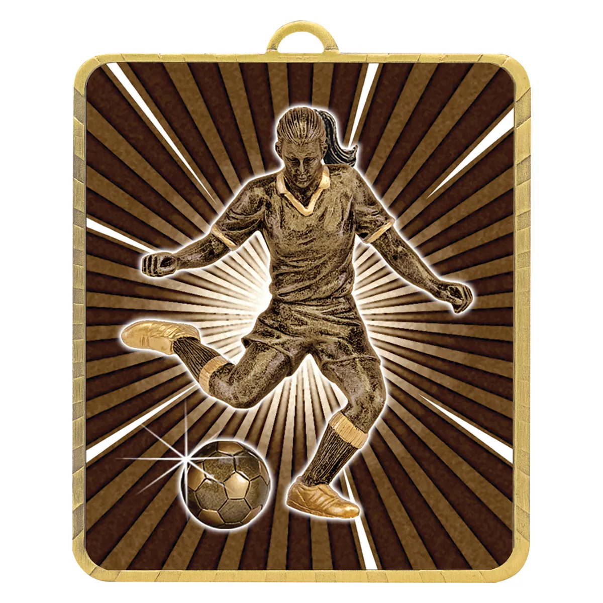 lm081g-gold Gold gold lynx medal - football female with metal construction