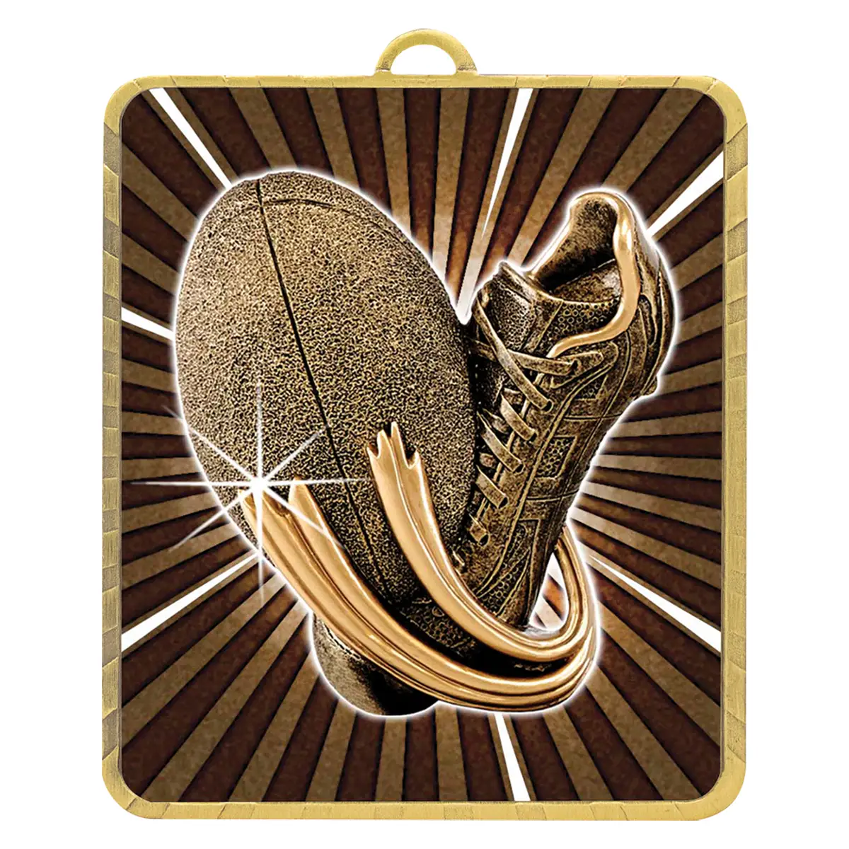 lm039g-gold Gold gold lynx medal - rugby with metal construction