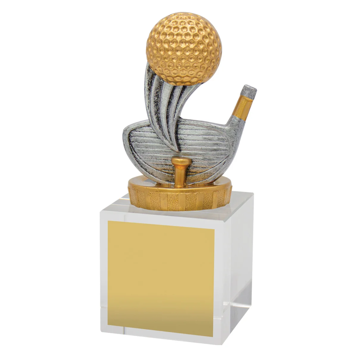 ub17a-silver Silver golf budget crystal with crystal construction