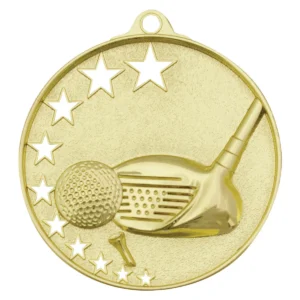 Gold golf stars with metal construction