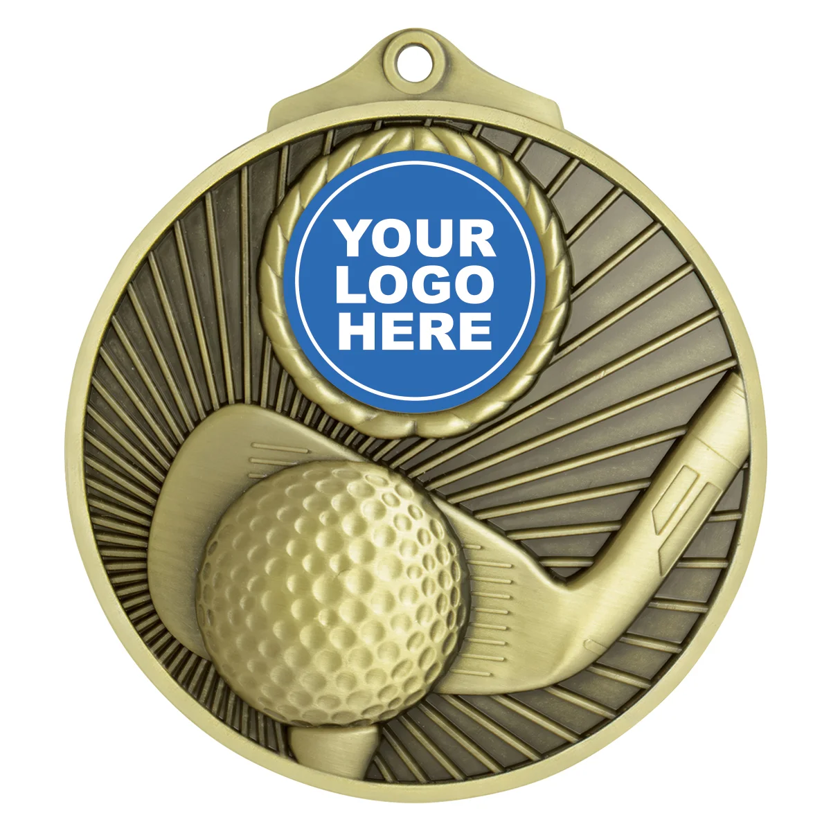 mz117g-gold Gold golf summit medal with metal construction