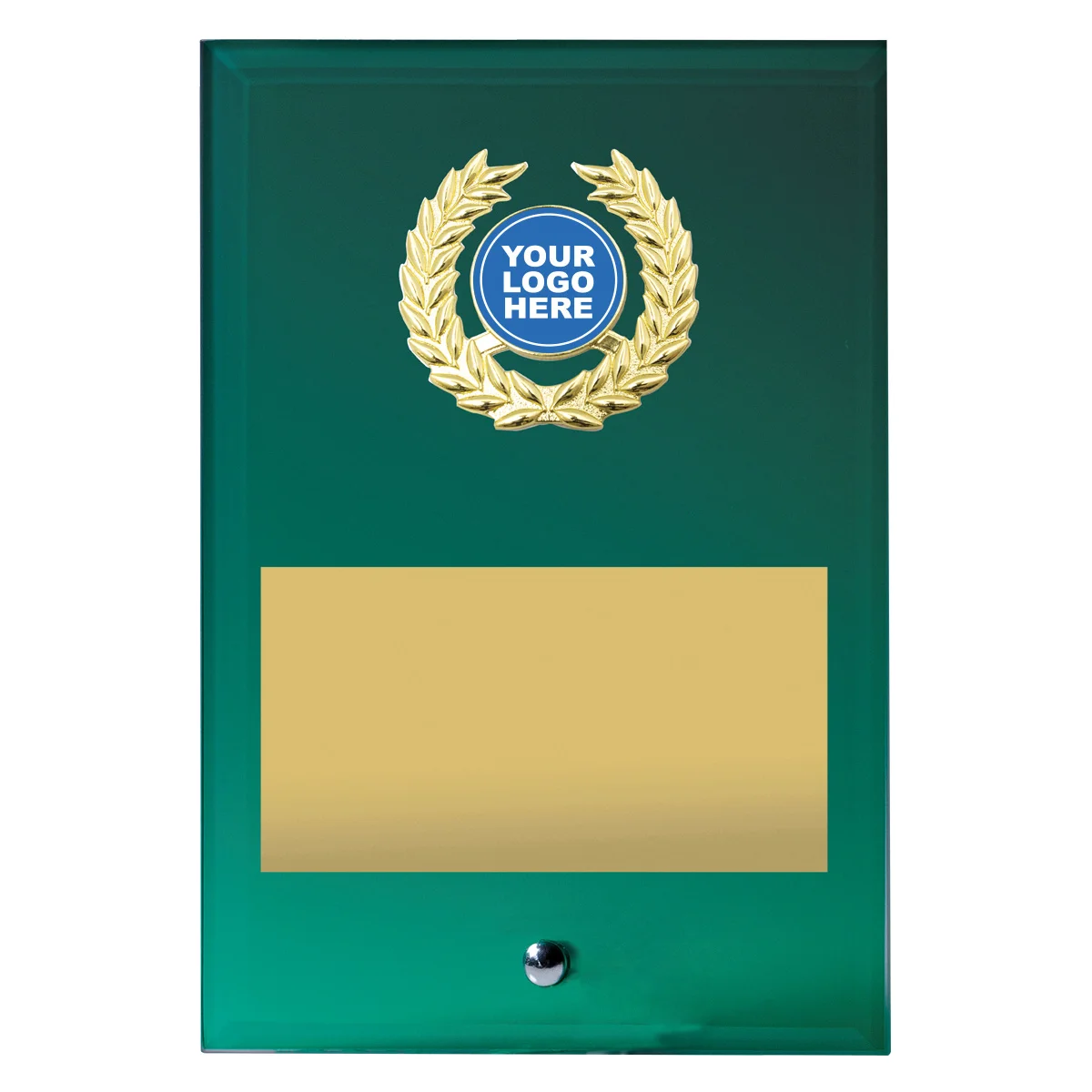 ga04a-green Green green glass plaque with glass construction
