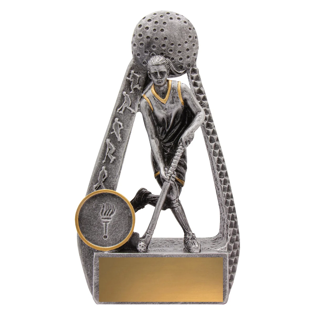 Silver hockey female portal player with resin construction