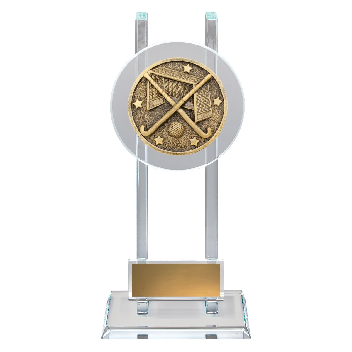 sg244a-gold Gold hockey spartan glass with glass construction