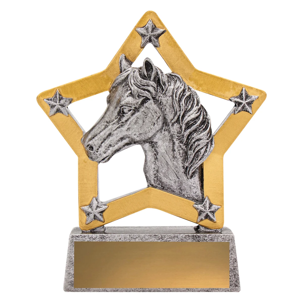 12935-silver Silver horse mini star with resin construction