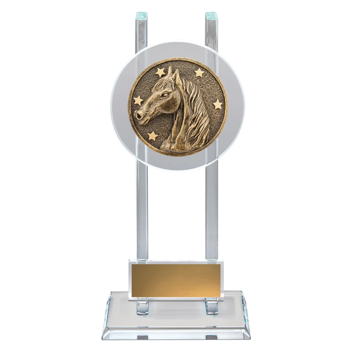 sg235a-gold Gold horse spartan glass with glass construction