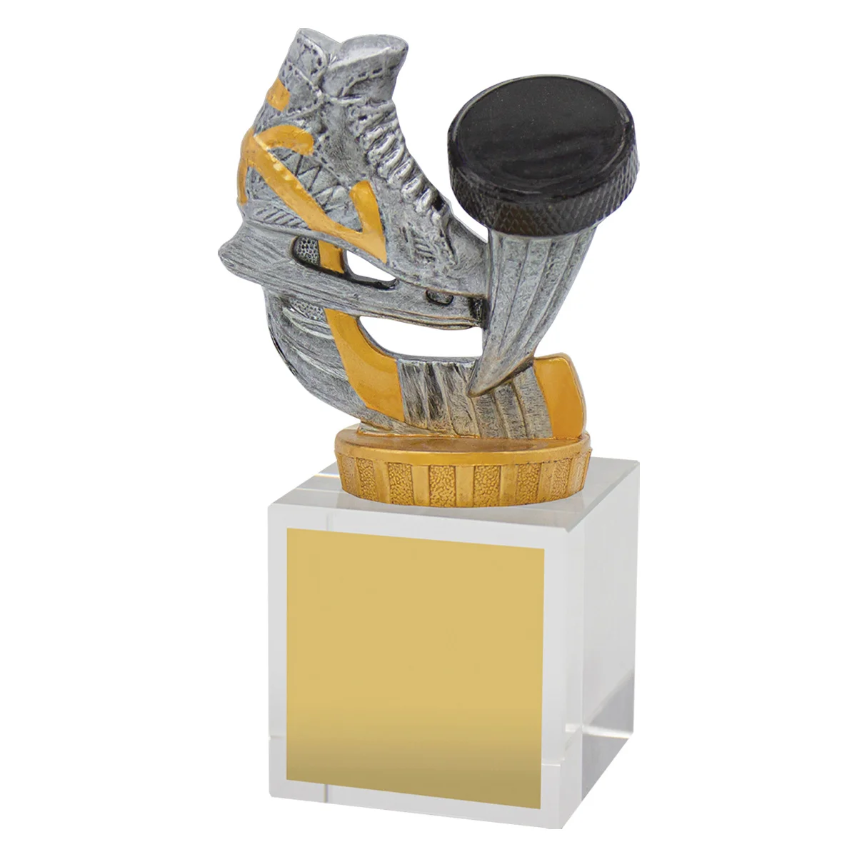 ub50a-silver Silver ice hockey budget crystal with crystal construction