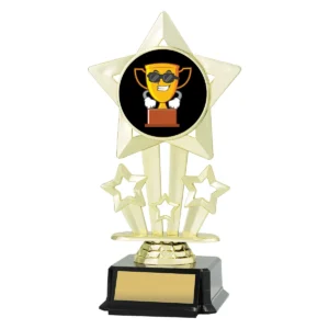Gold icon star - character with plastic construction
